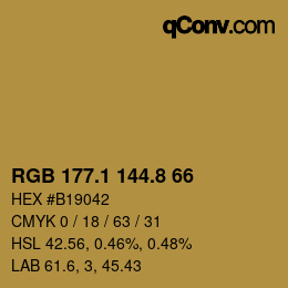 カラーコード: RGB 177.1 144.8 66 | qconv.com