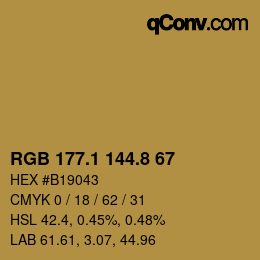 Color code: RGB 177.1 144.8 67 | qconv.com