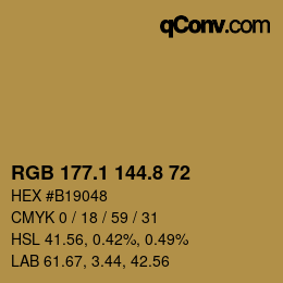 Color code: RGB 177.1 144.8 72 | qconv.com