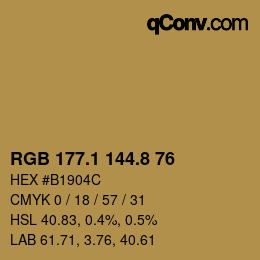 Color code: RGB 177.1 144.8 76 | qconv.com