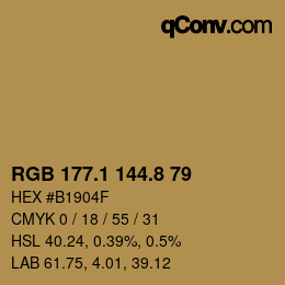 Color code: RGB 177.1 144.8 79 | qconv.com