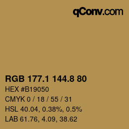 Color code: RGB 177.1 144.8 80 | qconv.com