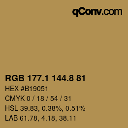 Color code: RGB 177.1 144.8 81 | qconv.com