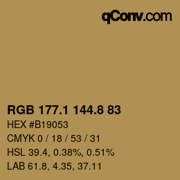Color code: RGB 177.1 144.8 83 | qconv.com