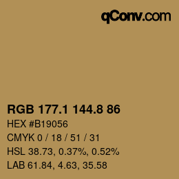 Color code: RGB 177.1 144.8 86 | qconv.com