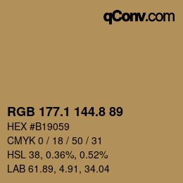 Color code: RGB 177.1 144.8 89 | qconv.com