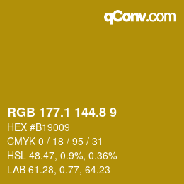 カラーコード: RGB 177.1 144.8 9 | qconv.com