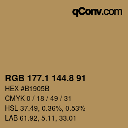 Color code: RGB 177.1 144.8 91 | qconv.com