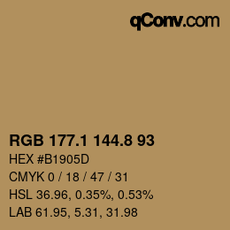 Color code: RGB 177.1 144.8 93 | qconv.com
