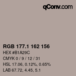 Color code: RGB 177.1 162 156 | qconv.com
