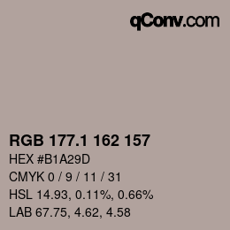 Color code: RGB 177.1 162 157 | qconv.com