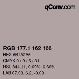 Color code: RGB 177.1 162 166 | qconv.com