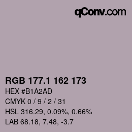 Color code: RGB 177.1 162 173 | qconv.com
