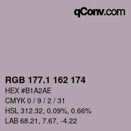 Color code: RGB 177.1 162 174 | qconv.com