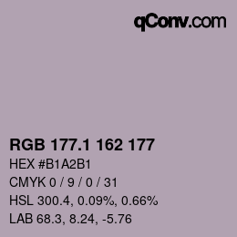 Color code: RGB 177.1 162 177 | qconv.com