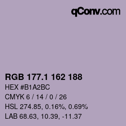 カラーコード: RGB 177.1 162 188 | qconv.com