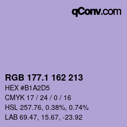カラーコード: RGB 177.1 162 213 | qconv.com