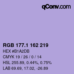 カラーコード: RGB 177.1 162 219 | qconv.com
