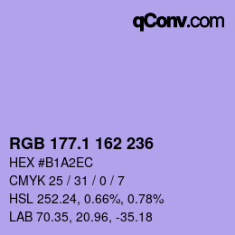 カラーコード: RGB 177.1 162 236 | qconv.com