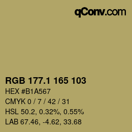 カラーコード: RGB 177.1 165 103 | qconv.com