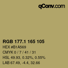 カラーコード: RGB 177.1 165 105 | qconv.com