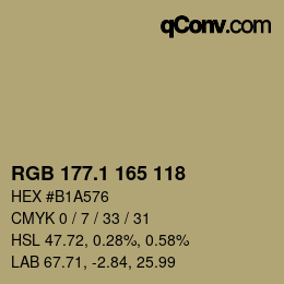 カラーコード: RGB 177.1 165 118 | qconv.com