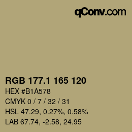 カラーコード: RGB 177.1 165 120 | qconv.com