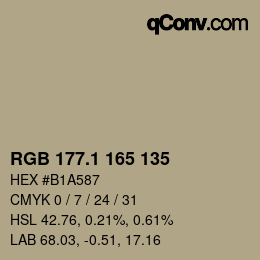 カラーコード: RGB 177.1 165 135 | qconv.com