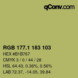 カラーコード: RGB 177.1 183 103 | qconv.com
