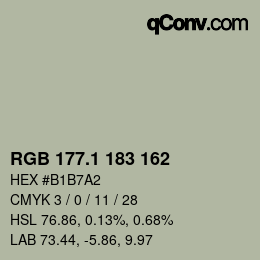 カラーコード: RGB 177.1 183 162 | qconv.com