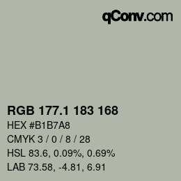 カラーコード: RGB 177.1 183 168 | qconv.com