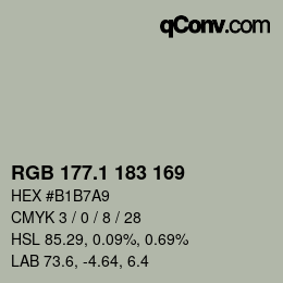 カラーコード: RGB 177.1 183 169 | qconv.com