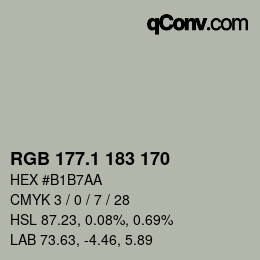 カラーコード: RGB 177.1 183 170 | qconv.com