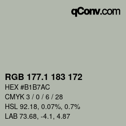 カラーコード: RGB 177.1 183 172 | qconv.com