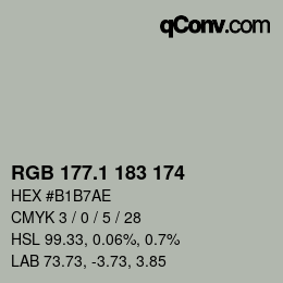 Color code: RGB 177.1 183 174 | qconv.com