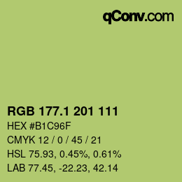カラーコード: RGB 177.1 201 111 | qconv.com