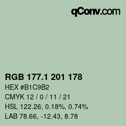 Color code: RGB 177.1 201 178 | qconv.com