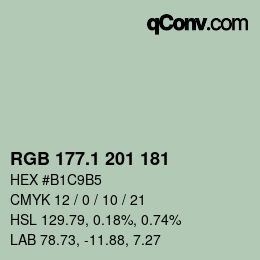 Color code: RGB 177.1 201 181 | qconv.com