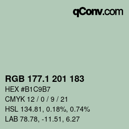 Color code: RGB 177.1 201 183 | qconv.com