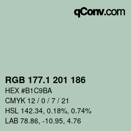 Color code: RGB 177.1 201 186 | qconv.com