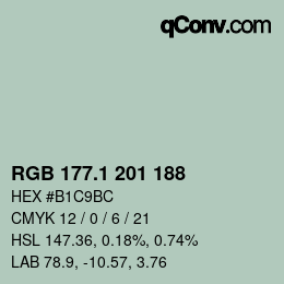 Color code: RGB 177.1 201 188 | qconv.com
