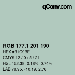 Color code: RGB 177.1 201 190 | qconv.com