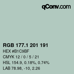 Color code: RGB 177.1 201 191 | qconv.com