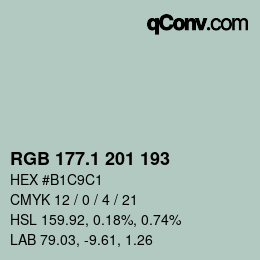 Color code: RGB 177.1 201 193 | qconv.com