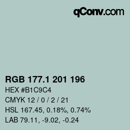 Color code: RGB 177.1 201 196 | qconv.com