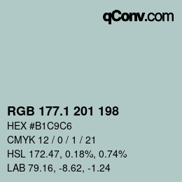 Color code: RGB 177.1 201 198 | qconv.com
