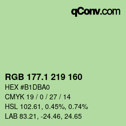 カラーコード: RGB 177.1 219 160 | qconv.com