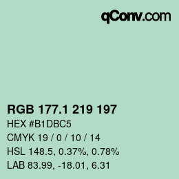 カラーコード: RGB 177.1 219 197 | qconv.com