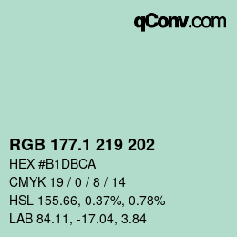 Color code: RGB 177.1 219 202 | qconv.com