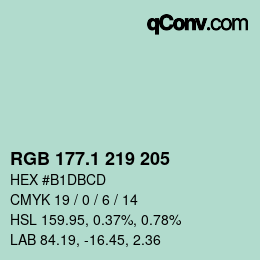 カラーコード: RGB 177.1 219 205 | qconv.com